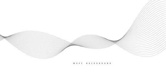 Abstract wave element for design. Digital frequency track equalizer. Stylized line art background. Vector illustration. Wave with lines created using blend tool. Curved wavy line, smooth stripe.