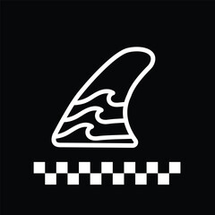 Tropical island with palm trees and seagull. Vector illustration style vintage surfing theme badge design. For t-shirt prints posters stickers and other uses.