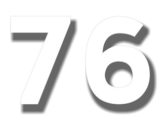 3d number 76 in red color sign symbol numbers for design elements isolated on transparent background