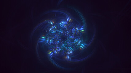 3D rendering abstract multicolor fractal light background