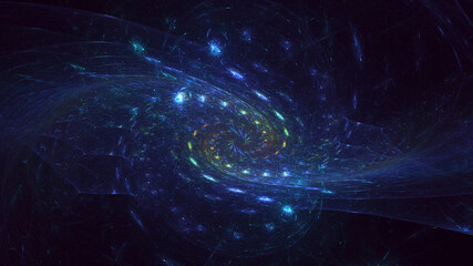 3D manual rendering abstract blue fractal light background