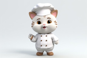 cute 3D cartoon, a cat chef