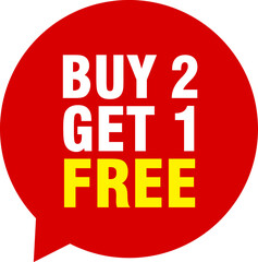 Buy 2 get 1 free, sale banner, discount tag