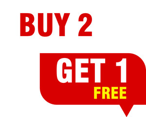 Buy 2 get 1 free, sale banner, discount tag