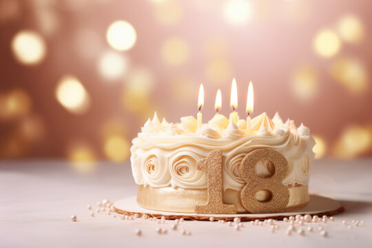 18th Birthday Elegance: White Chocolate Cake with Golden Candles