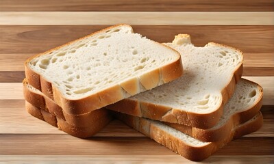 Close up image of fresh sliced bread on wooden table
