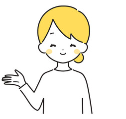 黄色｜案内する私服の女性｜右手