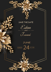 Obraz na płótnie Canvas Vector elegant wedding beautiful golden luxury template invitation background