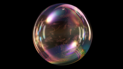 Soap bubble isolated, poster design template, thin film effect texture reflections