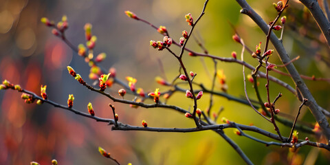 Spring Blooming Buds On Branches For Background Created Using Artificial Intelligence
