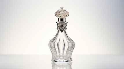 a delicate perfume vial standing in splendid isolation on a white background.