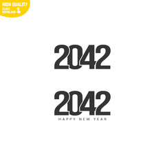 Creative Happy New Year 2042 Logo Design