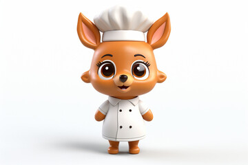 cute 3D cartoon, a deer chef