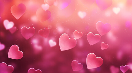 Beautiful red and pink card with hearts. Love concept, Valentine's Day greeting card. Selective focus. Generative AI,