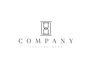 Minimalist hourglass line logo design