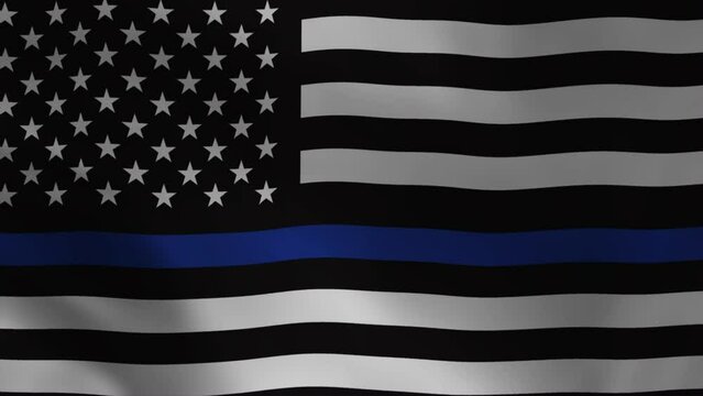American Police flag waving animation 4K. Great for American Police National Day Celebrations, for banner, social media, feed wallpaper stories