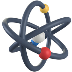 3d atom icon render isolated