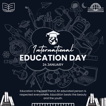 Blue Minimalist International Education Day Instagram Post - 1