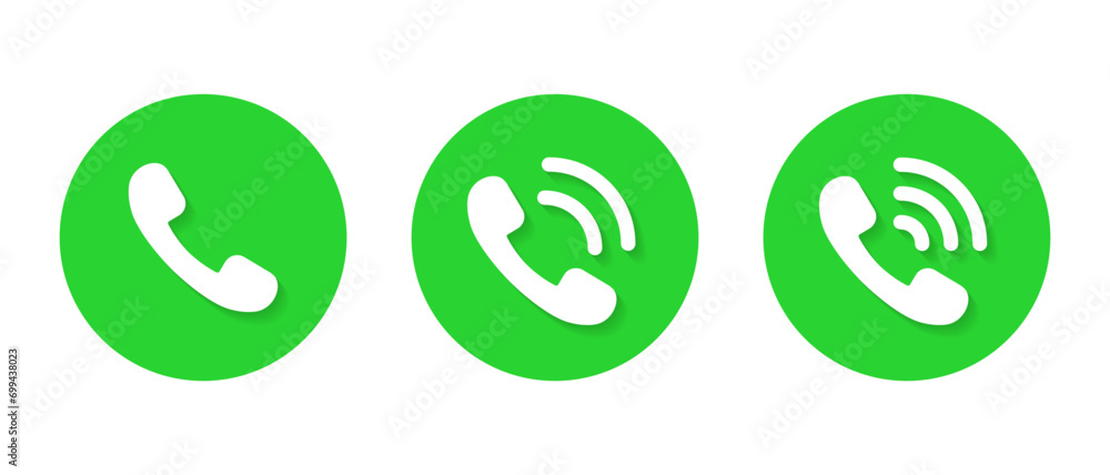Poster phone call ring icon with shadow. calling symbol vector