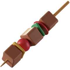 3d steak kabobs cartoon icon illustration
