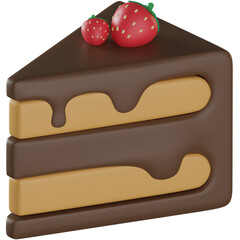 3d chocolate cake cartoon icon illustration