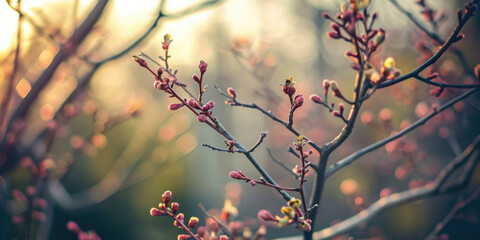 Spring Blooming Buds On Branches For Background Created Using Artificial Intelligence