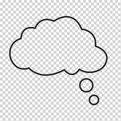 Think bubble isolated. Trendy think bubble in flat style. Modern template for social network and label. Creative thought balloon. Cloud line art, Dream  isolated cloud vector EPS 10.