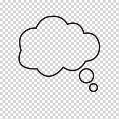 Think bubble isolated. Trendy think bubble in flat style. Modern template for social network and label. Creative thought balloon. Cloud line art, Dream  isolated cloud vector EPS 10.
