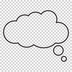 Think bubble isolated. Trendy think bubble in flat style. Modern template for social network and label. Creative thought balloon. Cloud line art, Dream  isolated cloud vector EPS 10.