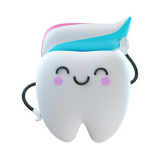 3d cute tooth cartoon character illustration