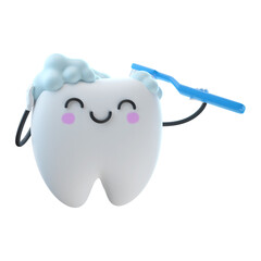 3d cute tooth cartoon character illustration