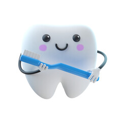 3d cute tooth cartoon character illustration