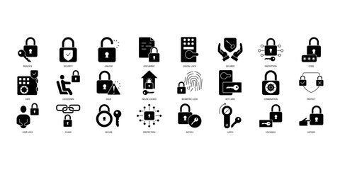 Lock icons set. Set of editable stroke icons.Vector set of Lock