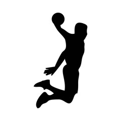 silhouette of person playing basketball