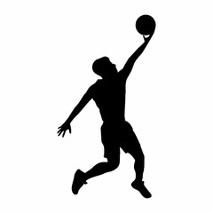 silhouette of person playing basketball