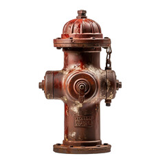 Old and rusty red fire hydrant isolated on a white background