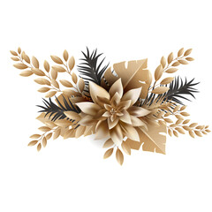 Vector elegant attractive luxurious golden 3d flowers background golden leafs and flower for use any design