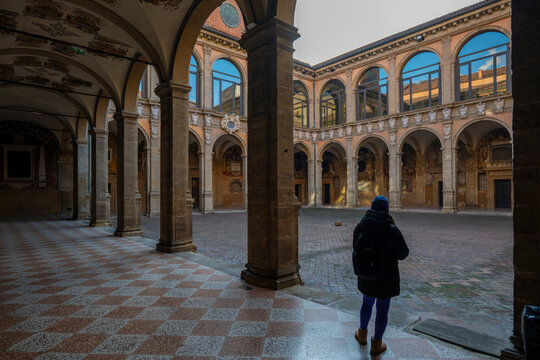 Archiginnasio of Bologna and teatro anatomico the medical school interior and exterior images