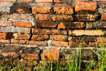 old brick wall at sukhothai histrorical park