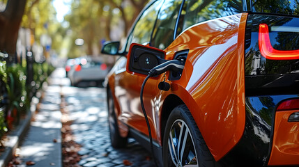 Electric Vehicle Charging. Created with Generative AI.