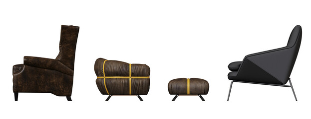 armchair isolated on white background, interior furniture, 3D illustration, cg render
