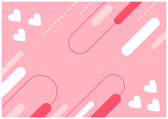 メンフィス幾何学ラインのハートがあるバレンタイン背景素材薄ピンク色