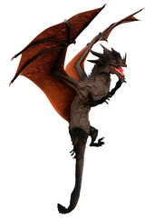 3D Rendering Fairy Tale Dragon on White