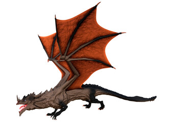 Naklejka premium 3D Rendering Fairy Tale Dragon on White