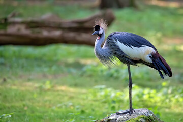 grey crowned crane in a clearing
