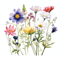 Fototapeta na wymiar violet petal vibrant herb print watercolor elegance purple meadow exotic frame drawing botanical