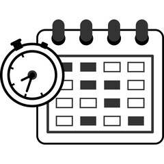 Calender With Clock Icon