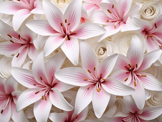 Obraz premium Pink lily-framed 3d wallpaper