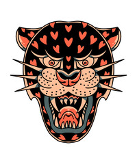 love panther tattoo illustration design