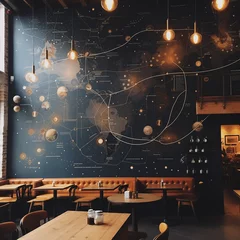 Papier Peint photo autocollant Magasin de musique A Cafe, Coffee Shop that's Galaxy Themed, AI Generated
